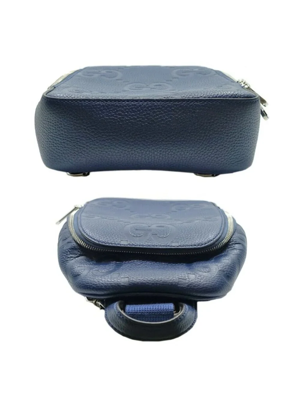 Gucci Cross Belt Bag Jumbo GG Navy Silver